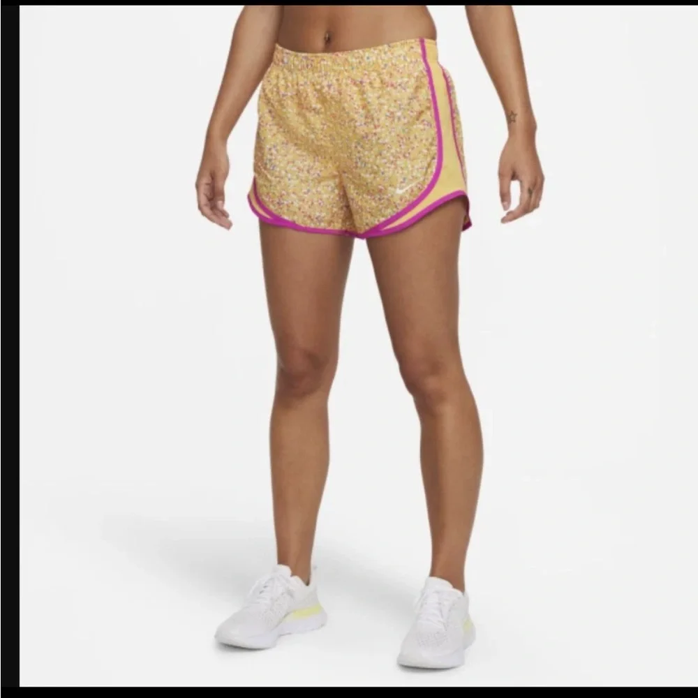 Nike Women's Confetti Yellow and Pink Athletic Shorts - Picture 5 of 6